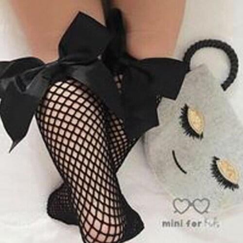 Baby Girls Kids Mesh Socks 2021 new Bow Fishnet Ankle High socks Lace Fish Net Vintage back bow Short Sock girl new Summer wear