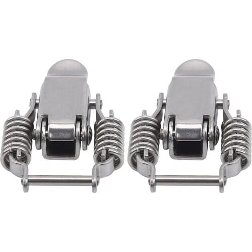 Stainless Steel Double Spring Locking Latch Hasps Chest Toggle Catch Clasp Box Loaded Hinges Furniture Hardware Accessories