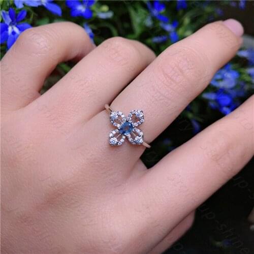 Natural color sapphire ring 925 silver womens ring simple atmosphere and long flowing style