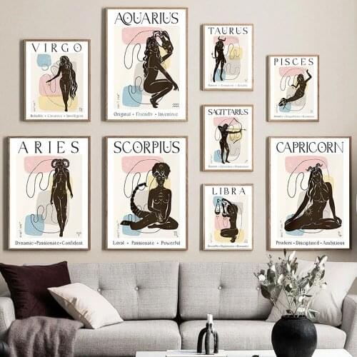 Zodiac Constellation Constellation Astrology Art Canvas Painting Nordic Posters and Prints Wall Pictures Children Room Decoratio