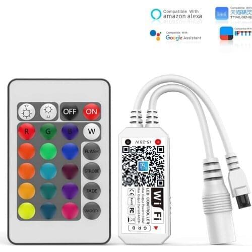 50PCS RGB Wifi Controller 24 Keys 4P WiFi Led Strip Music Controller Magic Home 5V 12V 24v Google Assistant Alexa