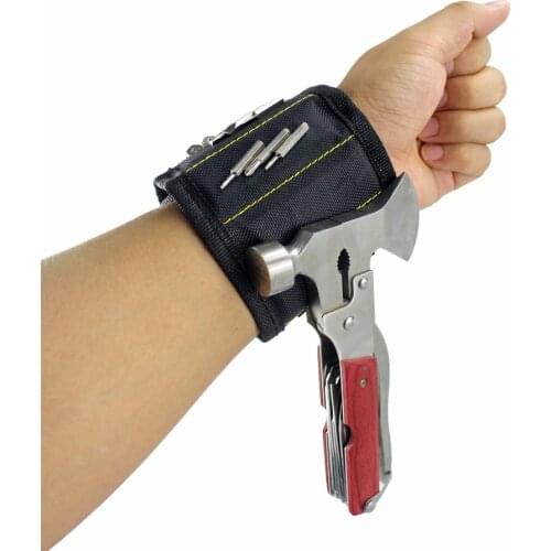 Magnetic Wristband 5 Strong Magnets Portable Tool Bag Electrician Wrist Tool Belt Screws Nails Drill Bits Holder Repair Tools