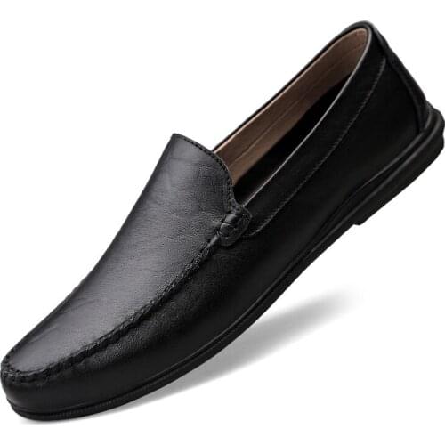Summer Genuine Leather slip-on 2020 Men Shoes Loafers Male Moccasins Flats Soft Breathable Casual Boat Driver Sneakers