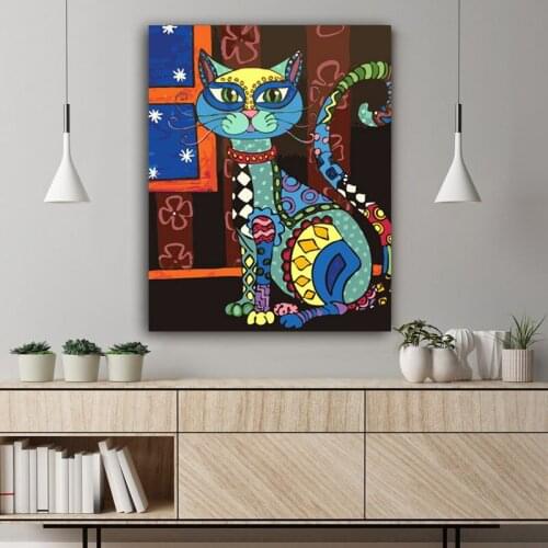 DIY colorings pictures by numbers with Color of the cat picture drawing painting by numbers framed Home