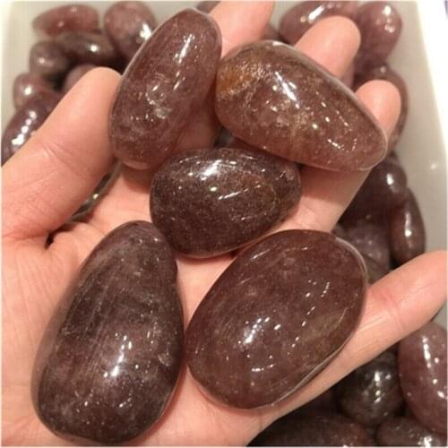 Natural Strawberry Crystal palm stone Original Gemstone Massage Quartz crystals mineral reiki healing home Decor