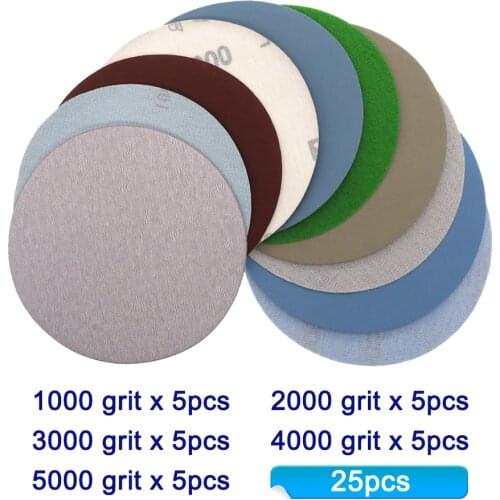25PCS 75mm /3'' Inch Sanding Discs Hook Loop Sandpaper Grit 1000 /2000 /3000/ 4000/ 5000 Disk Sand Sheets For Car Wood Sanding