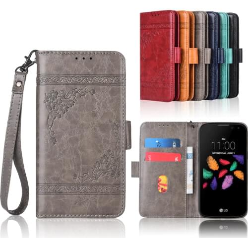 Newest Wallet case for LG K3 LTE Flip case with Strap,100% special PU leather embossing flower book cover case