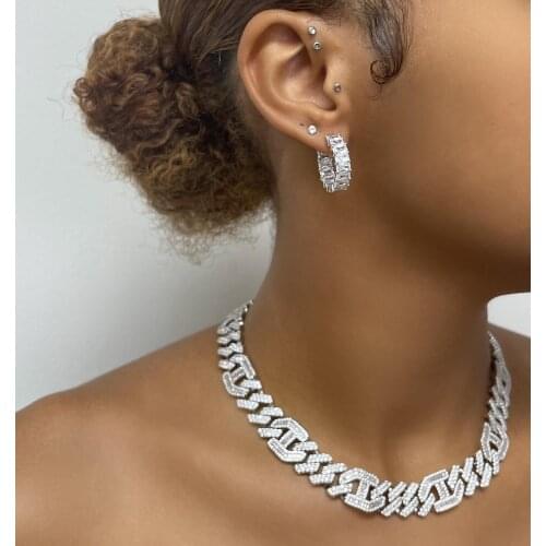 2021 Hip Hop Big Chunky Women Men Cuban Link Chain Choker Necklaces Iced Out Bling 5a CZ Stones Fashion Party Jewelry Wholesale