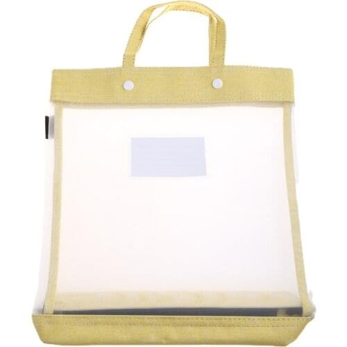 Portable Transparent Nylon Mesh School Tote Student Subject Classification Bag G88D