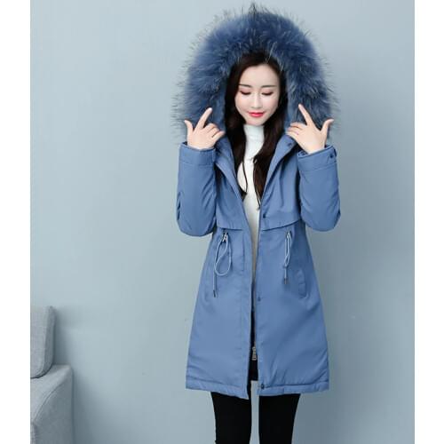 Plus Size Padded Clothing Ladies Mid-Length Plus Velvet Parker Cotton Coat Female Korean 2020 Womens Winter Thick Overcoat Q366