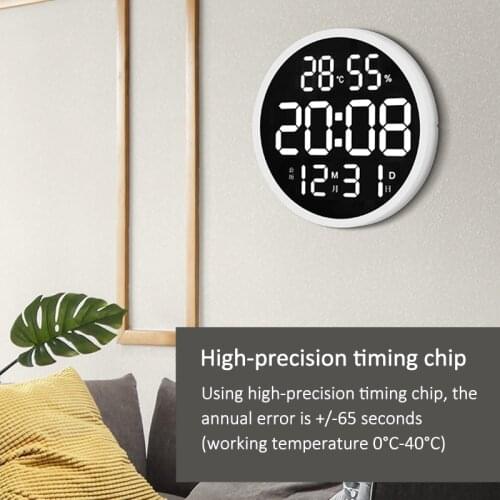 LED Wall Clock Luminous Large Clock Mute Digital Temperature And Humidity Electronic Clock Modern Design Living Room Decoration