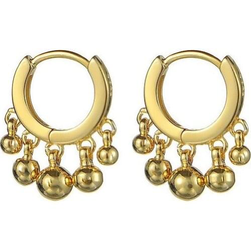 DARK DIAMOND-earrings hoop with balls in 925 sterling silver plated in 18 carat gold