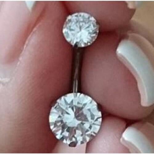 Internally Threaded Surgical Stainless Steel Navel Rings Doube Zircon Stone Star Sexy Belly Button Ring Body piercing Jewelry