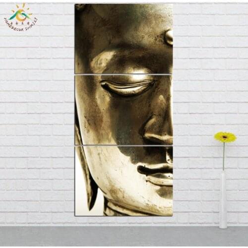 Wall Art HD Prints Canvas Art Painting Modular Picture And Poster Copper Buddha Statue Canvas Painting Decoration Home 3 PIECES