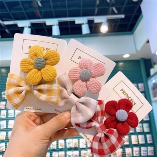 Korean Style Bow Hairpin Little Girl Fabric Flower Baby Hair Accessories Hairgrips Hair Clips Toddlers Kids Hair Styling Tools