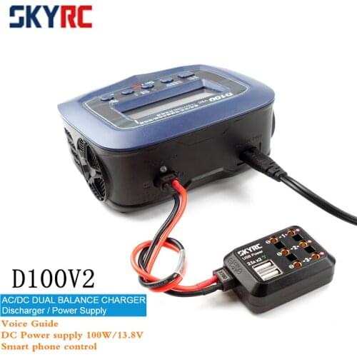 SKYRC D100 V2 Charger 2*100W Dual Balance LiPo Battery Charger Discharge Charger can be controlled using a mobile phone
