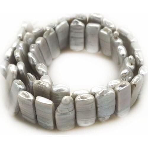 16 inches 12x20mm Gray Natural Flat Rectangle Coin Pearl Loose Strand