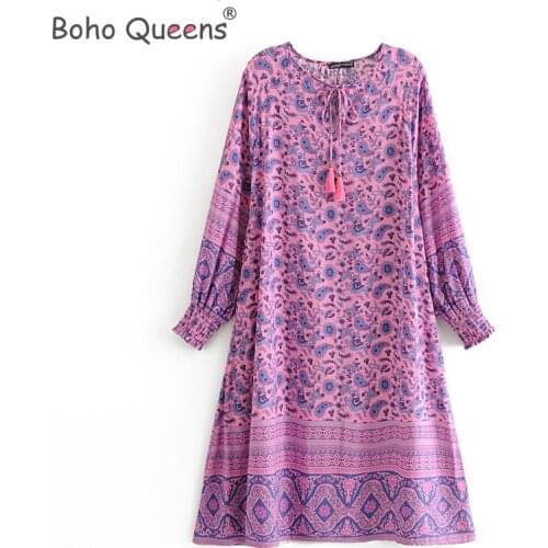 Boho Queens women floral print flare sleeve bohemian midi dresses ladies ruffles rayon cotton pleated boho dress vestidos