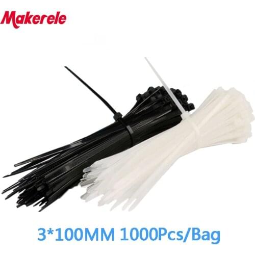 1.8*100mm 1000PCS/Bag New Arrival Nylon Plastic Cable Ties Zip Fasten Wire Wrap Strap Hot Selling