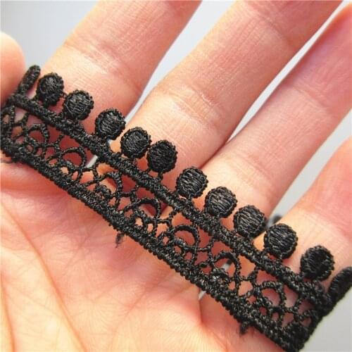 1 Yard Vintage Black Embroidered Lace Edge Trim Ribbon Applique DIY Sewing Craft Crochet Fabric Edging Trimmings Wedding Dress