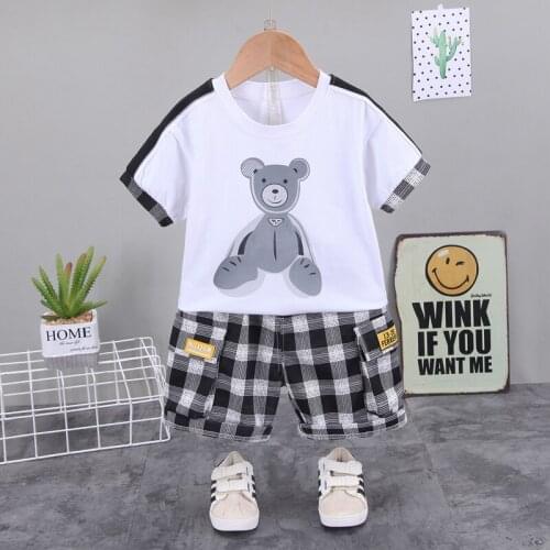 2021 Summer Kids Children Cotton Clothing Baby Boys Girls Cartoon Bear T Shirt+Shorts 2Pcs/sets Infant Clothes Toddler Tracksuit