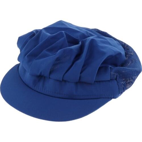 2xDark Blue Half Mesh Chefs Mesh Top Skull Cap Restaurant Chef Catering Hat