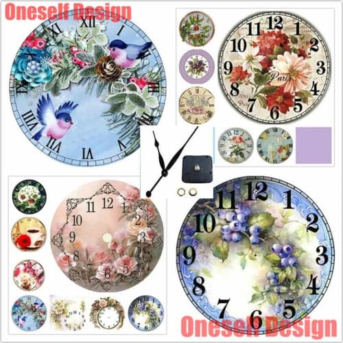 2019 new style christmas 5d diamond painting full square with clock cooffee 5d diamond embroidery full set with clock tea time