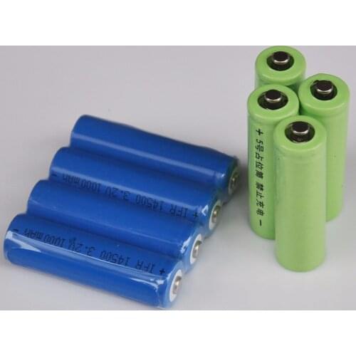 4PCS IFR 14500 3.2V LiFePo4 rechargeable battery 1000mah AA lithium ion cell + 4pcs fake battery for digital camera toys