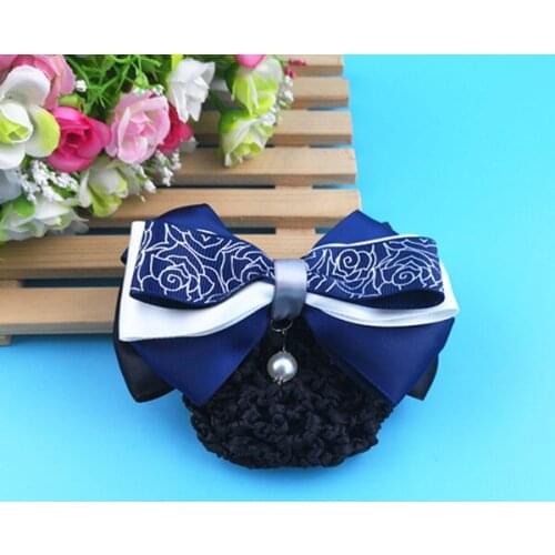 ASSP 5pcs Sweet Girl Satin Bow Barrette Lady Hair Clip Cover Bowknot Bun Snood Women Hair Snood Hair Accessories