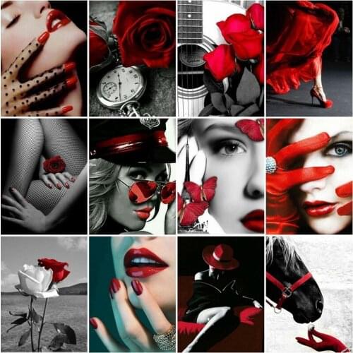 5D DIY Diamond Painting Sexy Women Red Lips Full Round/Square Drill Diamond Embroidery Picture Of Rhinestone Mosaic Decor Home