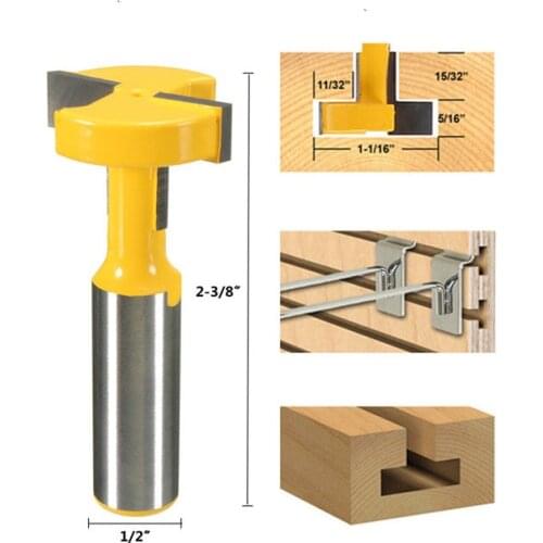 Freeshipping Woodworking Drilling Tools T-Slot and T-Track Slotting Router Bit 1/2-Inch Shank machine woodworking cutter