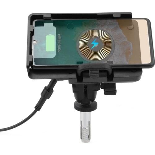 Motorcycle Phone Mount Wireless/ USB Quick Charger Holder 16-18mm Fork Stem Mount For Kawasaki ZX600 ZX-14R Ninja ZX-6RR ZZR1400