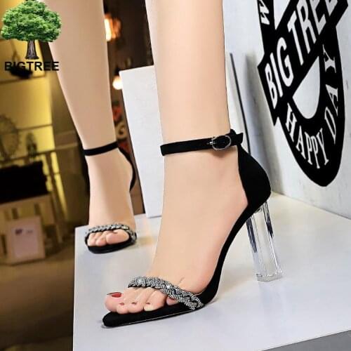 BIGTREE Shoes Summer Womens Sandals Sexy High Heels Transparent Women Heels 2021 New Summer Female Sandals Plus Size 41 42 43