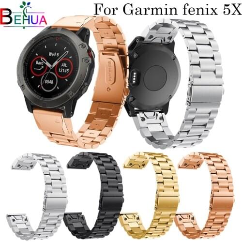 Quick release For Garmin Fenix 5X/Plus Stainless Steel Smart watch band Replacement Easy Fit Wristband watch strap Belt bracelet