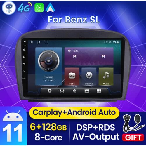 9" IPS DSP Android 11 Car GPS Radio Multimedia Player For Mercedes Benz SL R230 SL350 SL500 SL55 SL600 SL65 2001-2007 Audio SWC