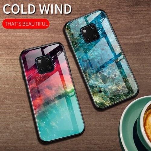 Colorful glass case for huawei mate20 mate30 new thin tempered glass back cover for huawei p20lite p30 mate20pro soft edge case