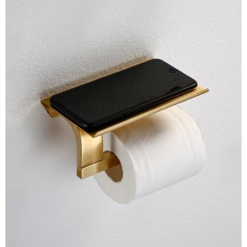 Toilet Paper Holder Wall Mount Tissue Roll Hanger 304 Stainless Steel Phone Platform Bathroom Hardware WF1016