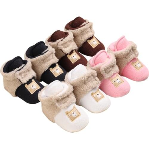 Infant Baby Boys Girls Fleece Booties, Toddlers Cartoon Warm Cotton Shoes with Non Skid Bottom Winter Warm