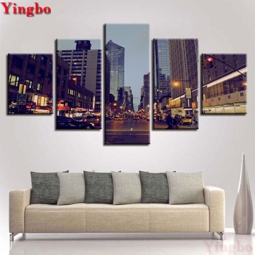 DIY 5D Diamond Painting Cross Stitch square/round Diamonds Embroidery 5 Pieces City Building Scenery Diamond Mosaic Home Decor