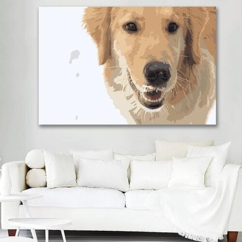 DIY colorings pictures by numbers with colors Loyal dog golden hair horse picture drawing painting by numbers framed Home