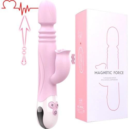 Dual Vibrator Silicone Sex Toys Telescopic Vibrator USB Rechargeable Magic Wand Massager Waterproof Clit Vibrador Sex Products
