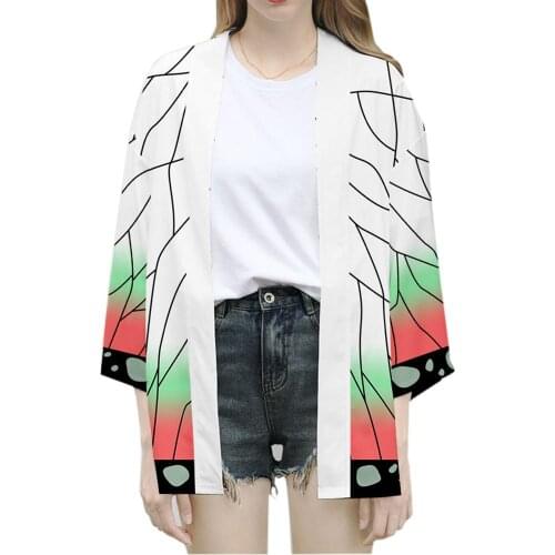 Fast delivery Demon Slayer Kimetsu no Yaiba Unisex Kochou Shinobu Cosplay Costume Kimono Suit Cloak Jacket Coat Halloween Party