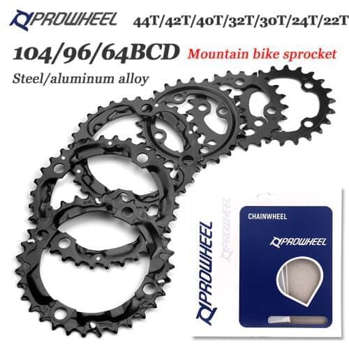 PROWHEEL Round Chainring 64/96/104BCD Mountain Bike Chainwheel 22T 24T 30T 32T 40T 42T 44T Sprocket steel/Alloy Tooth plate Part