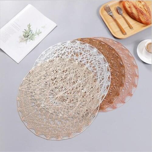 Round PVC Placemat Hotel Restaurant Steak Pad Waterproof Dining Table Mat Hollow Out Anti-scalding Insulation Pads Kitchen Decor