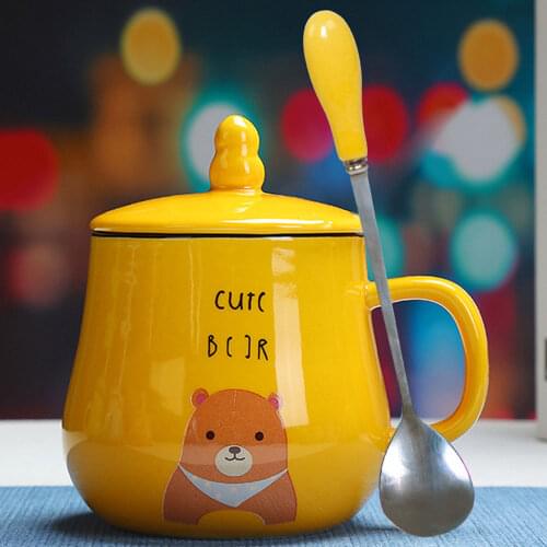 360ml Cute Cartoon Cat Dog Ceramics Coffee Mug With Lid Animal Mugs Creative Drinkware Coffee Tea Cups Novelty Gifts Milk Cup