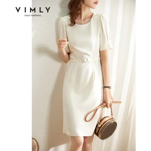 VIMLY Summer Dresses For Women Elegant A Line Black Dress 2021 Minimalism Oneck Sashes Mini Dress Female Vintage Vestidos F8050