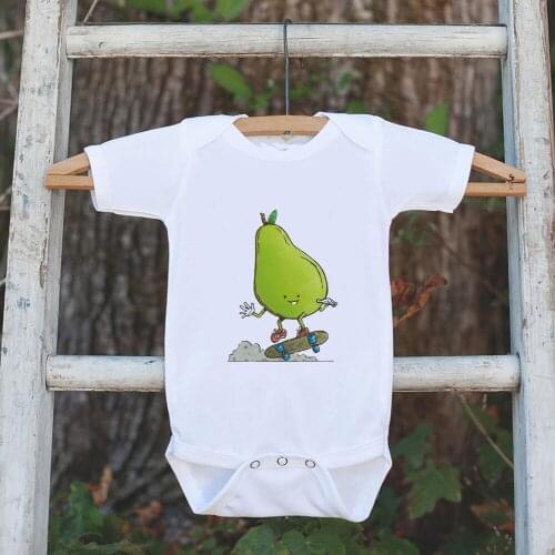 Avocado Fashion Cartoon Baby Clothes Summer Streetwear Baby Boy Baby Girl Tops Brands Casual Soft Bodysuit 0-24M Newborn Pajamas