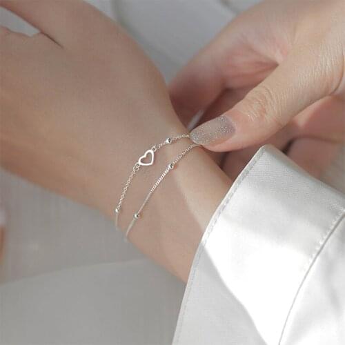 Fashion Simple Hollow Heart Double Layer Bracelet Sweet Romantic Womens Bracelet Summer Beach Party Jewelry Accessories