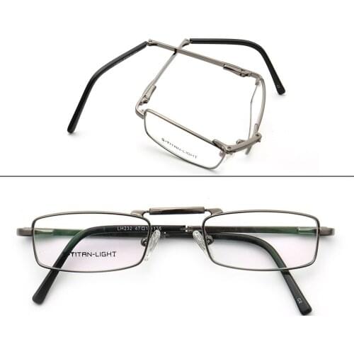 Men Square Folding Eyeglass Frame for Men Metal Foldable Prescription Glasses Frames Business Optical Spectacles Rectangular