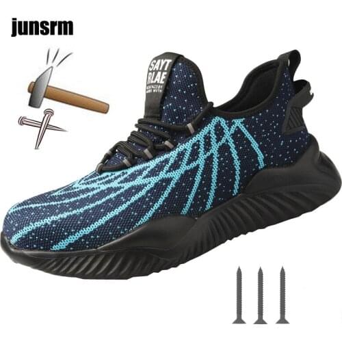 Steel toe cap men’s lightweight safety shoes breathable anti-smashing non-slip indestructible sports boots wear-resistant